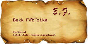 Bekk Füzike névjegykártya